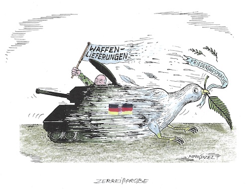 Cartoon: Deutschland driftet auseinander (medium) by mandzel tagged deutschland,ukrainekrieg,waffenlieferung,pazifismus,kriegstreiberei,zerrissenheit,deutschland,ukrainekrieg,waffenlieferung,pazifismus,kriegstreiberei,zerrissenheit