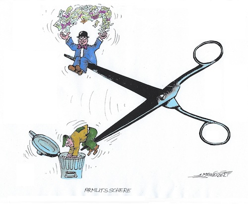 Cartoon: Die große Kluft (medium) by mandzel tagged armut,reichtum,schere,armut,reichtum,schere