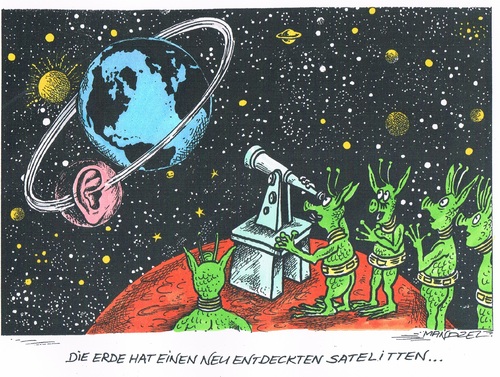 Cartoon: Die große Neuentdeckung (medium) by mandzel tagged lauschen,ausspähen,erde,welt,ohr,spionage,lauschen,ausspähen,erde,welt,ohr,spionage