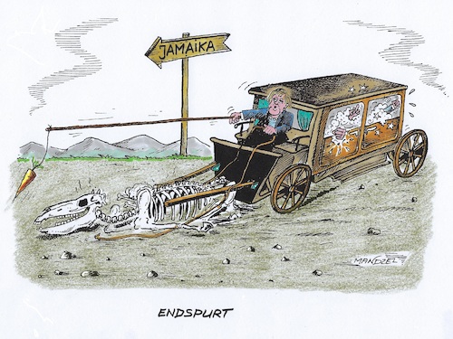 Cartoon: Die letzte Etappe (medium) by mandzel tagged jamaika,die,grünen,csu,cdu,fdp,regierungsbildung,merkel,sondierungsgespräche,jamaika,die,grünen,csu,cdu,fdp,regierungsbildung,merkel,sondierungsgespräche