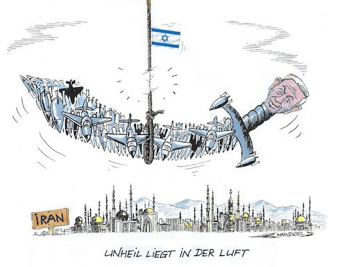 Cartoon: Die Spannung wächst (medium) by mandzel tagged israel,netanjahu,iran,rache,israel,netanjahu,iran,rache