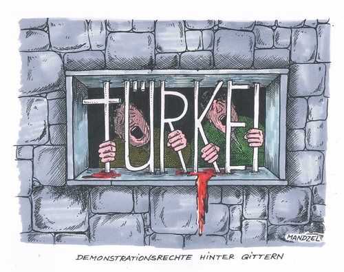 Cartoon: Erdogan demonstriert Stärke (medium) by mandzel tagged türkei,demonstrationsrecht,gitter,kerker,frühling,türkei,demonstrationsrecht,gitter,kerker,frühling
