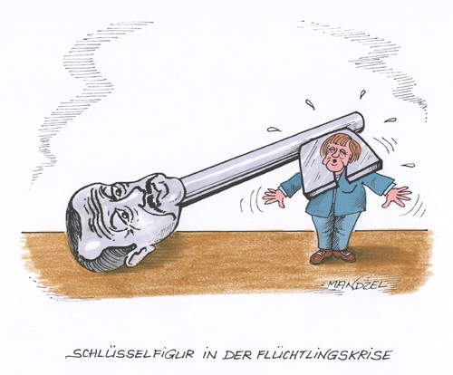 Cartoon: Erdogan und Merkel (medium) by mandzel tagged flüchtlingskrise,erdogan,merkel,schlüsselfiguren,flucht,krieg,lösungsweg,flüchtlingskrise,erdogan,merkel,schlüsselfiguren,flucht,krieg,lösungsweg