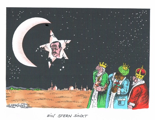 Cartoon: Erdogan verliert an Glanz (medium) by mandzel tagged türkei,erdogan,stern,glanzverlust,türkei,erdogan,stern,glanzverlust