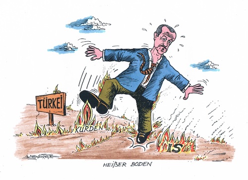 Cartoon: Erdogan wird der Boden heiß (medium) by mandzel tagged erdogan,is,kurden,türkei,feuer,pkk,separatistenbewegungen,krieg,erdogan,is,kurden,türkei,feuer,pkk,separatistenbewegungen,krieg