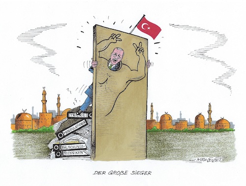 Cartoon: Erfolgreicher Erdogan (medium) by mandzel tagged erdogan,wahlen,türkei,alleinherrscher,erdogan,wahlen,türkei,alleinherrscher