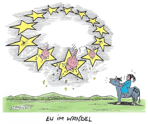 Cartoon: EU-Skepsis bei vielen Ländern (medium) by mandzel tagged eu,skepsis,rechtsradikal,nationalempfindung,eu,skepsis,rechtsradikal,nationalempfindung