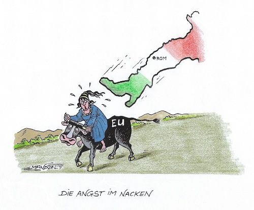 Cartoon: EU in Furcht vor dem Stiefel (medium) by mandzel tagged italien,eu,regierungsbildung,rechtsruck,politik,kursänderung,italien,eu,regierungsbildung,rechtsruck,politik,kursänderung