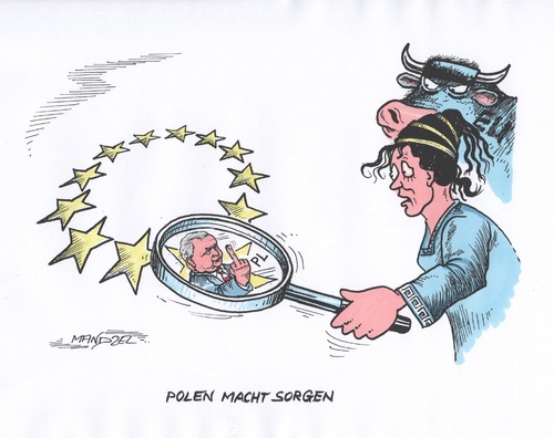 Cartoon: EU kontra PiS (medium) by mandzel tagged polen,eu,rechtsdrall,eigenwilligkeit,missachtung,eckpunkte,polen,eu,rechtsdrall,eigenwilligkeit,missachtung,eckpunkte