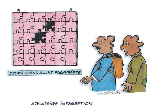 Cartoon: Fachkräfteeinwanderungsgesetz (medium) by mandzel tagged einwanderung,fachkräfte,gesetz,deutschland,migration,ampel,arbeitskräftemangel,einwanderung,fachkräfte,gesetz,deutschland,migration,ampel,arbeitskräftemangel