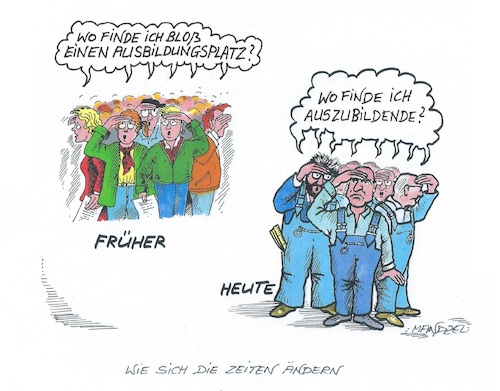 Cartoon: Fehlende Nachwuchskräfte (medium) by mandzel tagged deutschland,arbeitskräftemangel,auszubildende,wirtschaftsniedergang,deutschland,arbeitskräftemangel,auszubildende,wirtschaftsniedergang