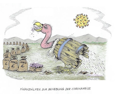 Cartoon: Finanzhilfen (medium) by mandzel tagged corona,pandemie,panik,chaos,hysterie,wirtschaft,finanzhilfen,corona,pandemie,panik,chaos,hysterie,wirtschaft,finanzhilfen