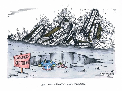 Cartoon: Flüchtlingsprobleme in der EU (medium) by mandzel tagged flüchtlinge,eu,quotenverteilung,probleme,flüchtlinge,eu,quotenverteilung,probleme