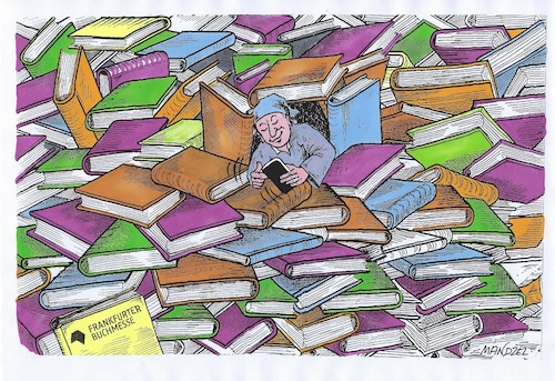 Cartoon: Frankfurter Buchmesse (medium) by mandzel tagged buchmesse,bücher,michel,smartphone,buchmesse,bücher,michel,smartphone