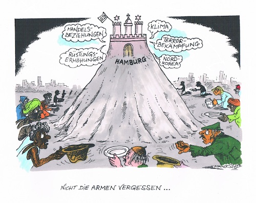 Cartoon: Gedenket auch der Armen (medium) by mandzel tagged 20,gipfel,terror,nordkorea,sicherheit,klima,20,gipfel,terror,nordkorea,sicherheit,klima