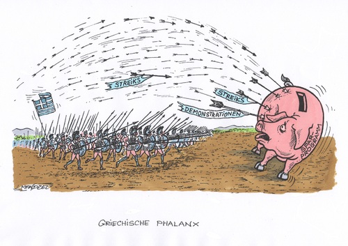 Cartoon: Griechen gegen Reformen (medium) by mandzel tagged griechenland,verschuldung,eu,sparprogramme,phalanx,streiks,gegenwehr,griechenland,verschuldung,eu,sparprogramme,phalanx,streiks,gegenwehr