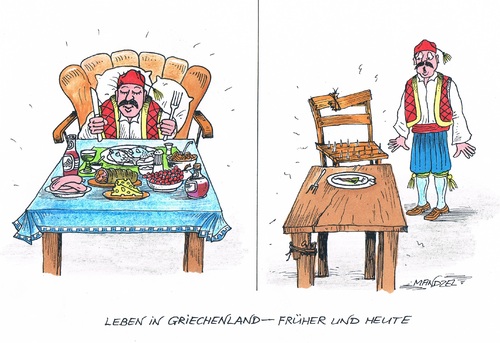 Cartoon: Griechen müssen umdenken (medium) by mandzel tagged griechenland,wohlstand,armut,umdenken,entbehrungen,krise,euro,griechenland,wohlstand,armut,umdenken,entbehrungen,krise,euro