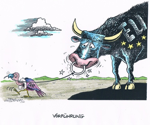 Cartoon: Griechenland weist EU den Weg (medium) by mandzel tagged griechenland,eu,nasenring,vorführung,griechenland,eu,nasenring,vorführung