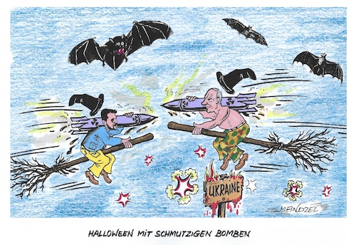 Cartoon: Gruselgestalten (medium) by mandzel tagged selenskyj,krieg,energiemangel,ukraine,horrorgestalten,putin,schmutzige,bombe,selenskyj,krieg,energiemangel,ukraine,horrorgestalten,putin,schmutzige,bombe