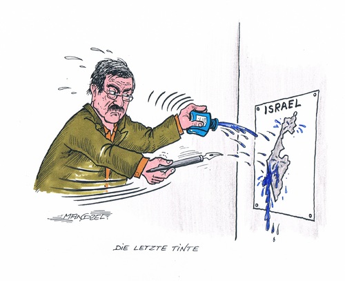 Cartoon: Günter Grass übt Kritik (medium) by mandzel tagged grass,tinte,israel,schriftsteller,kritik