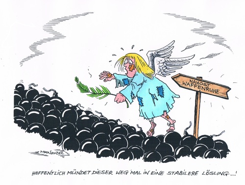 Cartoon: Gute Wünsche für Nahost (medium) by mandzel tagged nahost,waffenruhe,nahost,waffenruhe