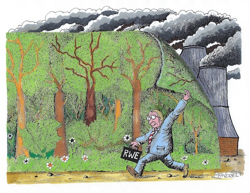 Cartoon: Hambacher Forst (medium) by mandzel tagged rwe,braunkohle,waldrodung,kohlendioxyd,umweltsünde,rwe,braunkohle,waldrodung,kohlendioxyd,umweltsünde