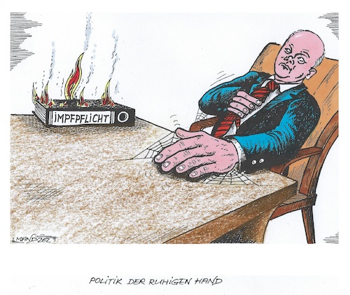 Cartoon: Heißes Eisen (medium) by mandzel tagged impfpflicht,kanzler,scholz,corona,gesundheit,mandzel,karikatur,deutschland,pandemie,ungeimpfte,impfpflicht,kanzler,scholz,corona,gesundheit,mandzel,karikatur,deutschland,pandemie,ungeimpfte