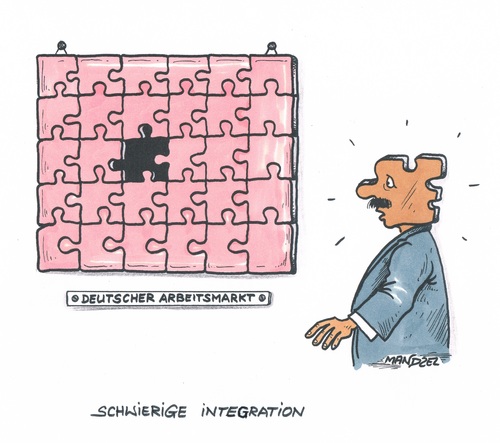 Cartoon: Integrationsproblem (medium) by mandzel tagged integration,arbeitsmarkt,puzzle,deutschland,migrant,integration,arbeitsmarkt,puzzle,deutschland,migrant