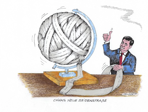 Cartoon: Jinpings Vorstellung (medium) by mandzel tagged xi,jinping,china,seidenstraße,finanzen,handel,xi,jinping,china,seidenstraße,finanzen,handel