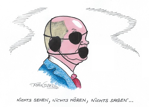 Cartoon: Kanzler mit Einschränkung (medium) by mandzel tagged scholz,kanzler,augenklappe,deutschland,sinnesbeschränkungen,scholz,kanzler,augenklappe,deutschland,sinnesbeschränkungen