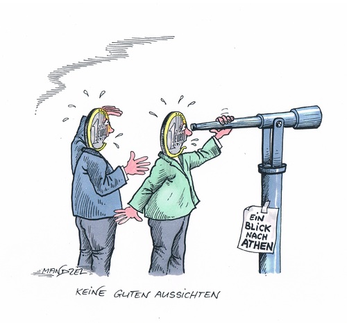 Cartoon: Keine guten Aussichten (medium) by mandzel tagged euro,griechenland,banger,blick,angst,vor,dem,ausstieg,euro,griechenland,krise,finanzkrise,athen