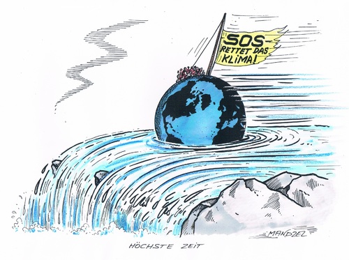 Cartoon: Klimawandel (medium) by mandzel tagged klimakatastrophe,erdkugel,abgrund,klimakatastrophe,erdkugel,abgrund