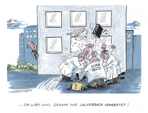 Cartoon: Krankenhausreform (medium) by mandzel tagged lauterbach,krankenhausreform,kritik,deutschland,gesundheit,lauterbach,krankenhausreform,kritik,deutschland,gesundheit