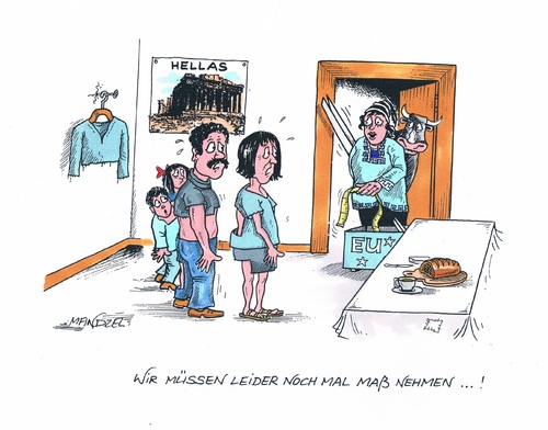 Cartoon: Kürzungen bei den Griechen (medium) by mandzel tagged griechenland,eu,euro,sparmaßnahmen,kürzungen,beschneidungen,griechenland,eu,euro,sparmaßnahmen,kürzungen,beschneidungen