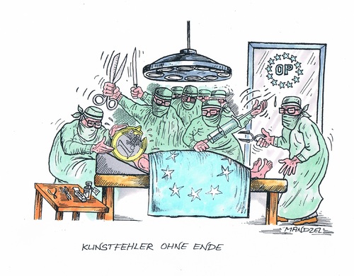 Cartoon: Kunstfehler ohne Ende (medium) by mandzel tagged euro,op,kunstfehler,europa,euro,op,kunstfehler,europa