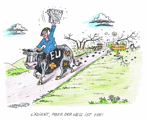 Cartoon: Lädierte EU (medium) by mandzel tagged ceta,freihandelsabkommen,kanada,eu,belgien,ansehensverlust,ceta,freihandelsabkommen,kanada,eu,belgien,ansehensverlust