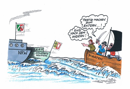 Cartoon: Landtagswahlen Piraten (medium) by mandzel tagged landtagswahlen,nrw,schleswig,holstein,piraten,entern,landtagswahlen,nrw,schleswig holstein,piraten,piratenpartei,schleswig,holstein