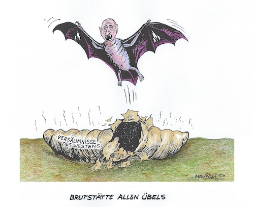 Cartoon: Metamorphose (medium) by mandzel tagged russland,putin,nato,osterweiterung,ukraine,angst,krieg,europa,metamorphose,russland,putin,nato,osterweiterung,ukraine,angst,krieg,europa,metamorphose