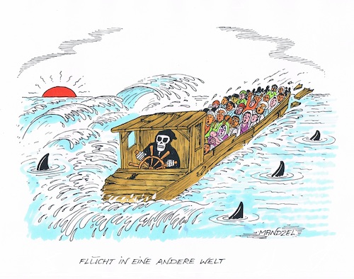 Cartoon: Mittelmeer-Reise (medium) by mandzel tagged flucht,mittelmeer,gefahren,ertrinken,europa,hunger,krieg,vertreibung,flucht,mittelmeer,gefahren,ertrinken,europa,hunger,krieg,vertreibung