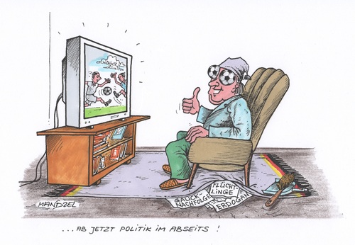 Cartoon: Nur noch eine Blickrichtung (medium) by mandzel tagged em,deutschland,fußball,michel,fernsehen,em,deutschland,fußball,michel,fernsehen