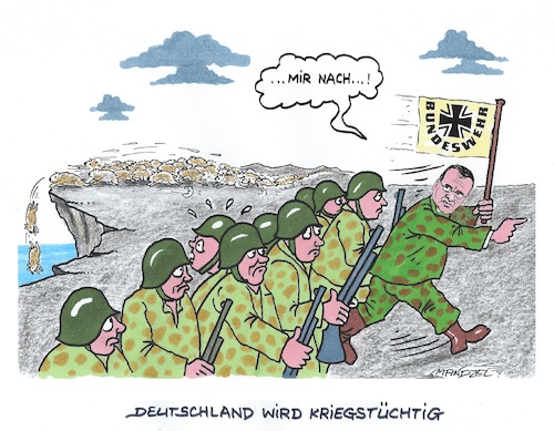 Cartoon: Pistorius und Lemminge (medium) by mandzel tagged pistorius,deutschland,kriegsgefahr,bundeswehr,aufrüstung,pistorius,deutschland,kriegsgefahr,bundeswehr,aufrüstung