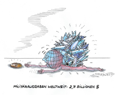 Cartoon: Prioritäten (medium) by mandzel tagged welt,waffen,nahrung,ausgaben,kriegslüsternheit,welt,waffen,nahrung,ausgaben,kriegslüsternheit