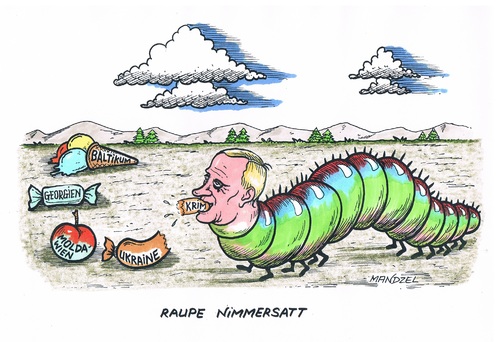 Cartoon: Putin auf Beutezug (medium) by mandzel tagged putin,russland,ukraine,annexion,krim,putin,russland,ukraine,annexion,krim