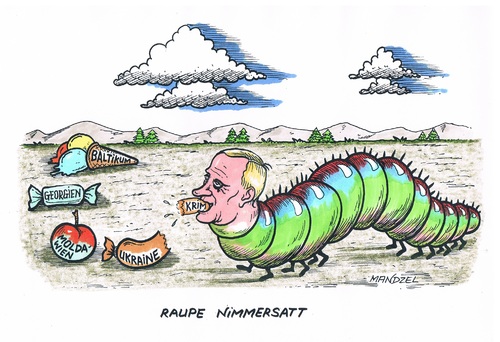 Cartoon: Putin auf Beutezug (medium) by mandzel tagged putin,russland,ukraine,annexion,krim,putin,russland,ukraine,annexion,krim