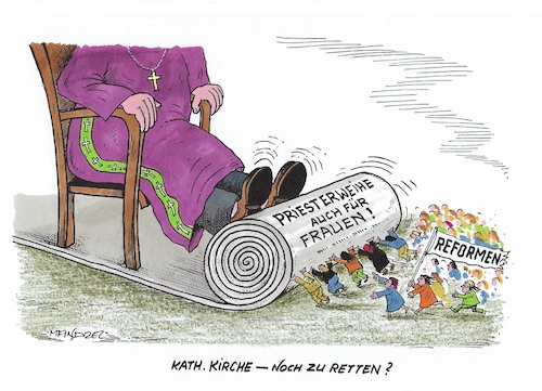 Cartoon: Reformversuche in Kath. Kirche (medium) by mandzel tagged katholische,kirche,reformversuche,priesterweihe,frauen,mitgliederrückgang,katholische,kirche,reformversuche,priesterweihe,frauen,mitgliederrückgang