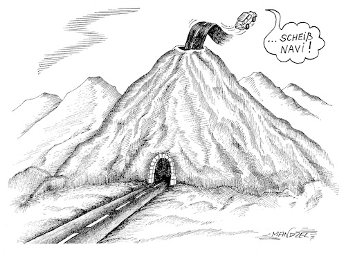 Cartoon: Reisepanne (medium) by mandzel tagged auto,fahrt,navi,pech,auto,fahrt,navi,pech