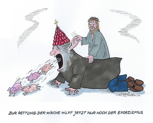 Cartoon: Rettet die Kirche! (medium) by mandzel tagged missbrauch,kirche,austritte,vertuschungen,enttäuschungen,schweinereien,missbrauch,kirche,austritte,vertuschungen,enttäuschungen,schweinereien