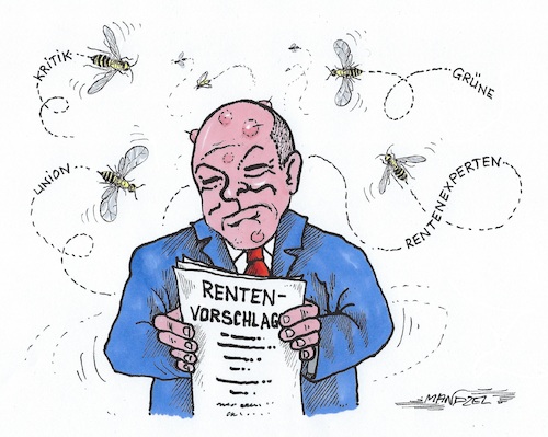 Cartoon: Scholz im Fokus (medium) by mandzel tagged scholz,renten,kritik,vorschläge,koalition,finanzen,deutschland,scholz,renten,kritik,vorschläge,koalition,finanzen,deutschland