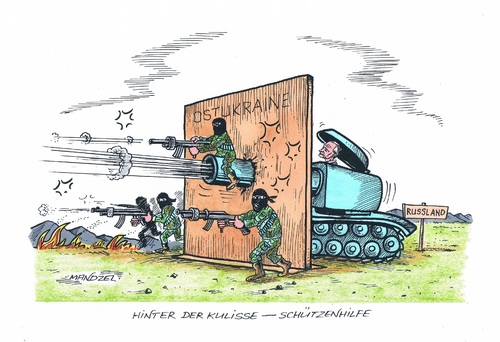 Cartoon: Schützenhilfe durch Putin (medium) by mandzel tagged separatisten,putin,ostukraine,krieg,separatisten,putin,ostukraine,krieg