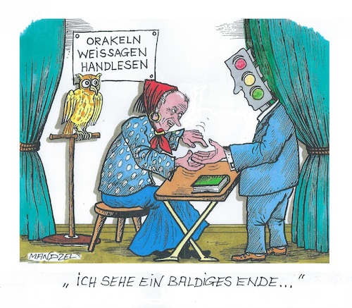 Cartoon: Schwarzseher Merz (medium) by mandzel tagged merz,ampel,schwarzsehen,politik,handlesen,deutschland,zukunft,merz,ampel,schwarzsehen,politik,handlesen,deutschland,zukunft